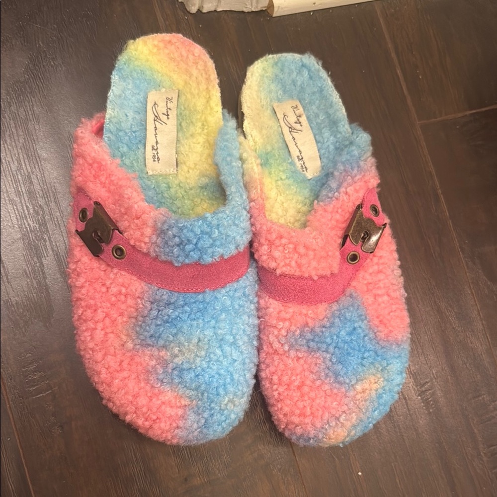 Colorful Fuzzy Clogs with Buckle